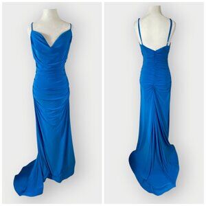Vtg Y2K B Darlin Formal Dress with Train | Large | Teal Blue | Prom HOCO